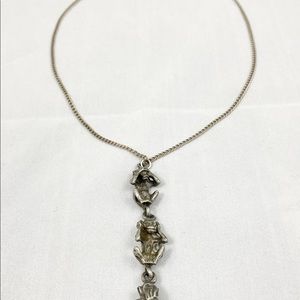Monkey necklace silver tone animal fun unique 3